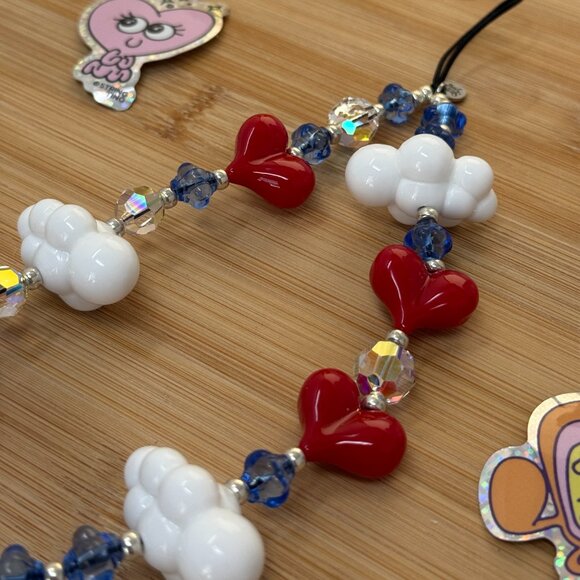 String Ting Cupid's Kawaii Beaded Wristlet Phone Strap | Handmade in London - Picture 3 of 8